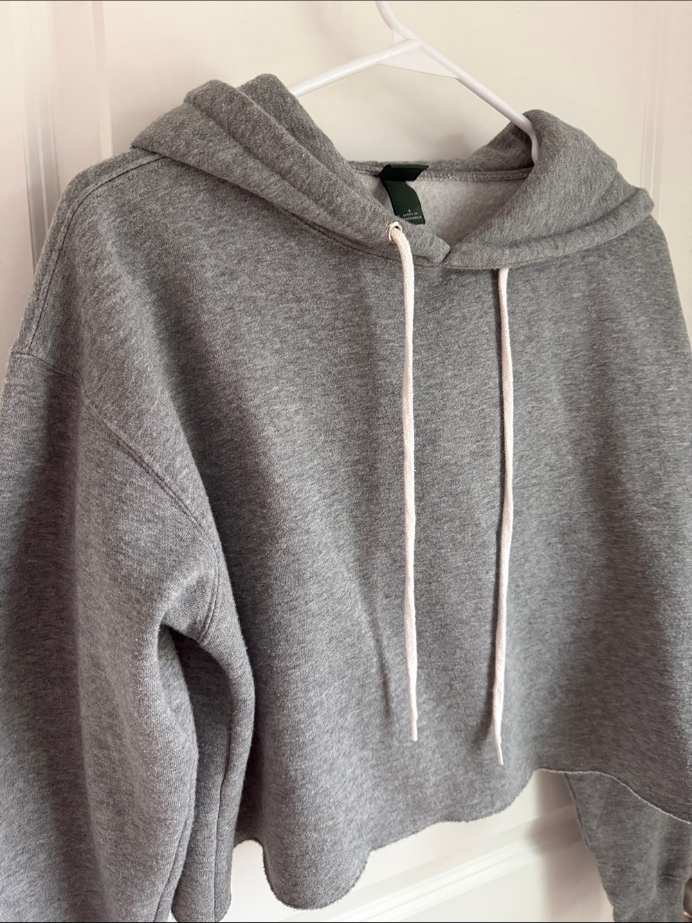 WILD FABLE Cropped Gray Drawstring Fleece Hoodie - Picture 8 of 15
